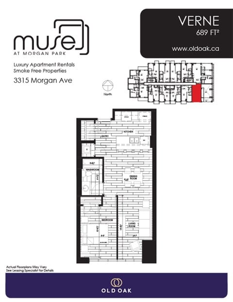 Floor plan for 1 bed, 1 bath